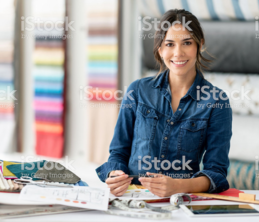 Woman Looking at Design Swatches